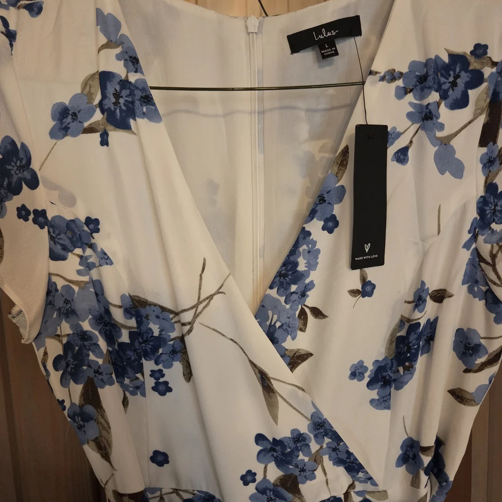 NWT Lulus French Countryside White Floral Print High-Low Dress.  - Picture 3 of 9